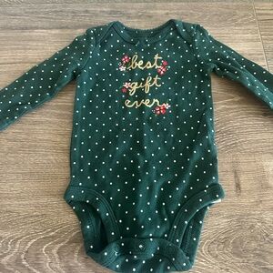Carter's Dark Green Polka Dot Long-Sleeve Bodysuit with Gold Script